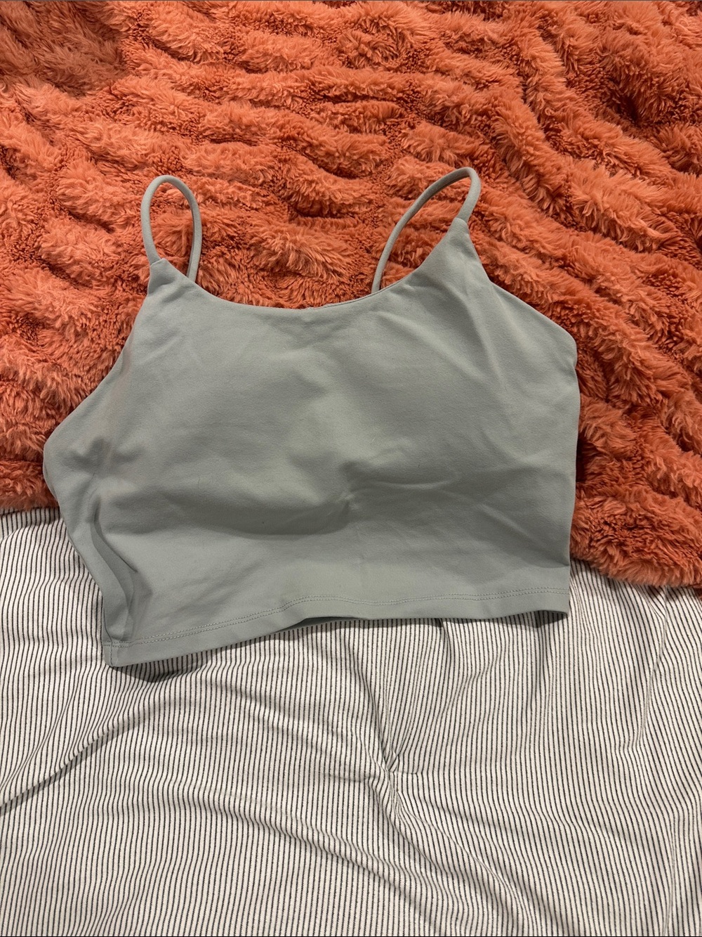 Women's Light Gray Tank Crop Top with Spaghetti Straps